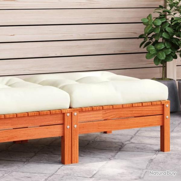 Repose-pied de jardin avec coussin bois massif de pin