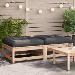 Repose-pieds de jardin avec coussins 2 pcs bois de pin massif