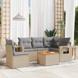 Salon de jardin avec coussins 6pcs mélange beige résine tressée