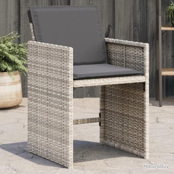 Chaises de jardin avec coussins 4 pcs gris clair rsine tresse