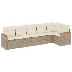 Salon de jardin avec coussins 6 pcs beige résine tressée