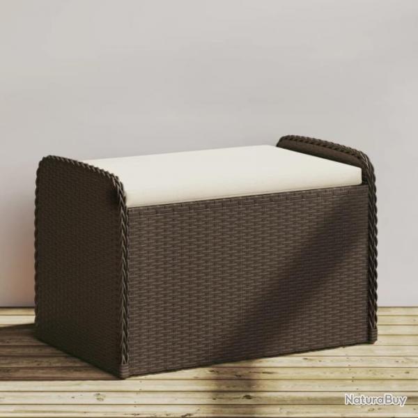 Banc de rangement et coussin marron 80x51x52 cm rsine tresse