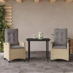 Ensemble à manger de jardin et coussins 3 pcs mélange beige