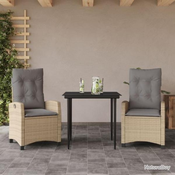 Ensemble  manger de jardin et coussins 3 pcs mlange beige