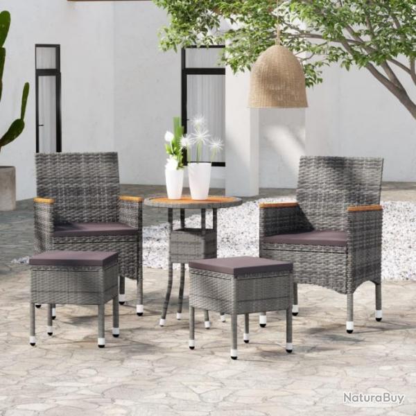 Salon de jardin 5 pcs Rsine tresse Gris