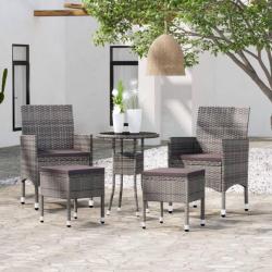 Salon de jardin 5 pcs Résine tressée Gris