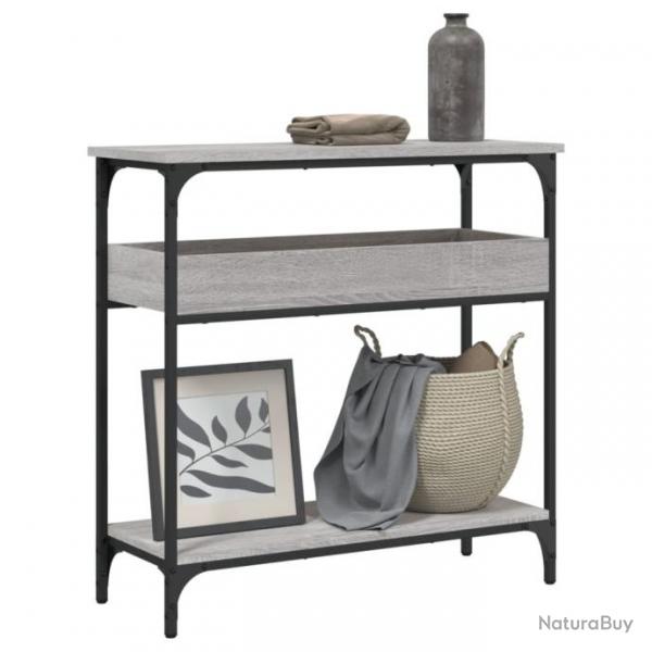 Table console avec tagre sonoma gris 75x29x75 cm