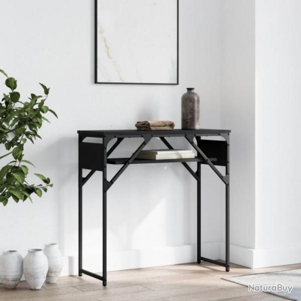 Table console avec tagre noir 75x30x75 cm bois d'ingnierie