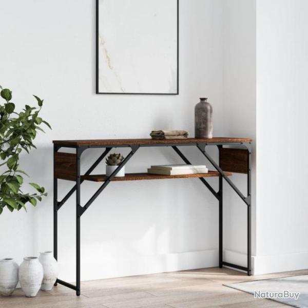 Table console avec tagre chne marron 105x30x75 cm