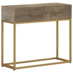 Table console 90x30x76 cm bois massif de manguier et fer