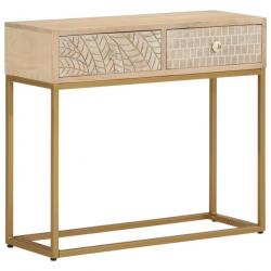 Table console 90x30x76 cm bois massif de manguier et fer