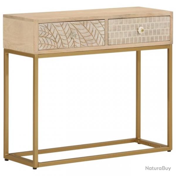 Table console 90x30x76 cm bois massif de manguier et fer