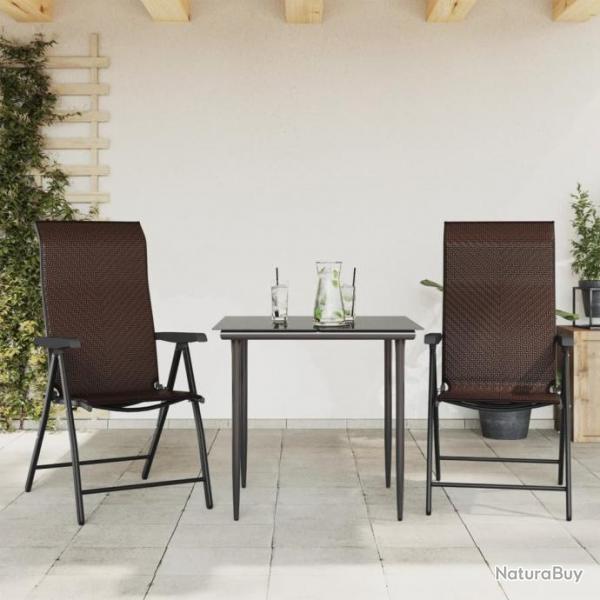 Chaises pliables de jardin 2 pcs marron rsine tresse