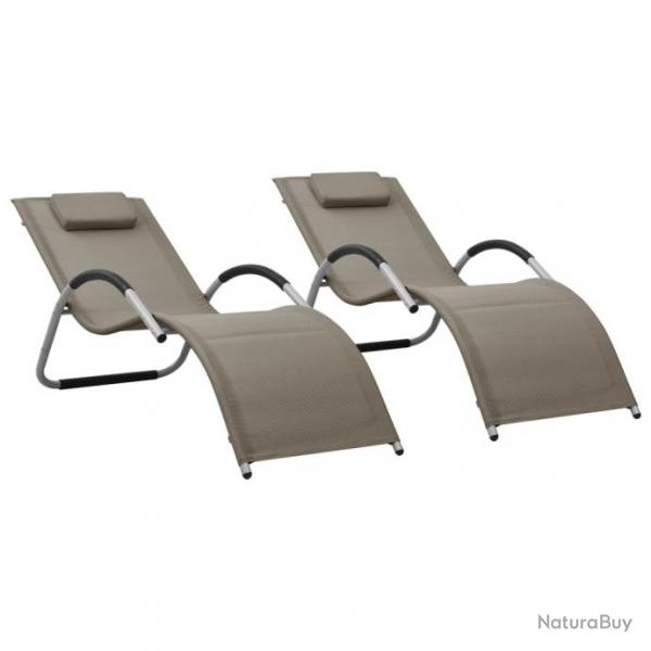 Chaises longues Textilne 2 pcs Taupe et gris