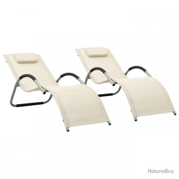 Chaises longues Textilne 2 pcs Crme et gris