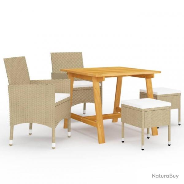 Ensemble de salle  manger de jardin 5 pcs Beige