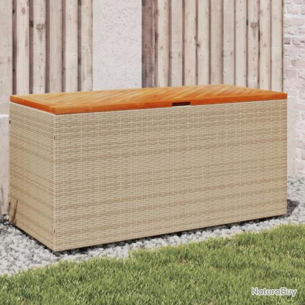 Bote de rangement de jardin beige rsine tresse bois d'acacia