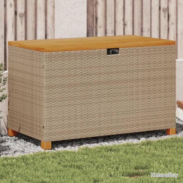 Bote de rangement de jardin beige rsine tresse bois d'acacia