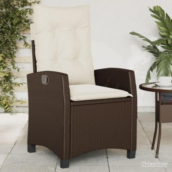 Chaise inclinable de jardin avec coussins marron rsine tresse