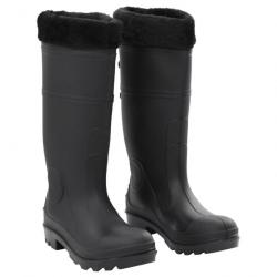 Bottes de pluie avec chaussettes amovibles noir PVC