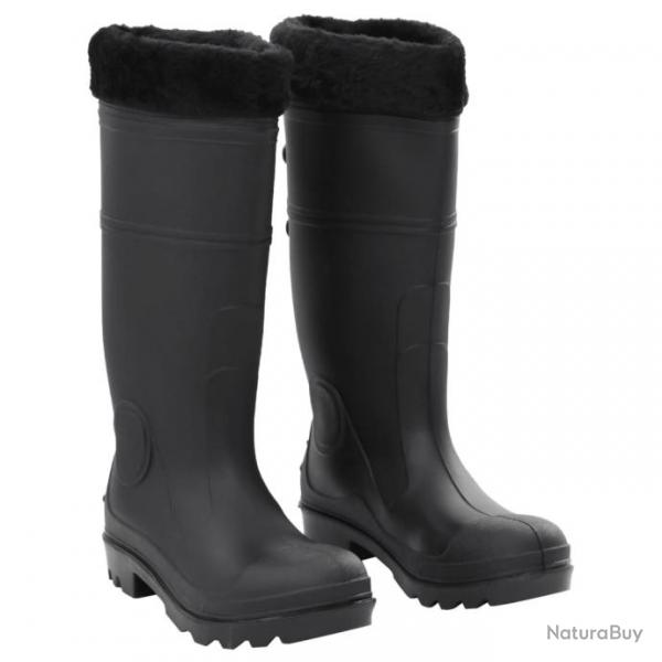 Bottes de pluie avec chaussettes amovibles noir PVC