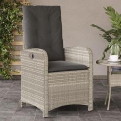 Chaise inclinable de jardin coussins gris clair résine tressée
