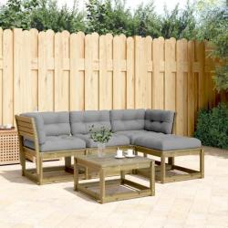 Salon de jardin 4 pcs avec coussins bois de pin imprégné