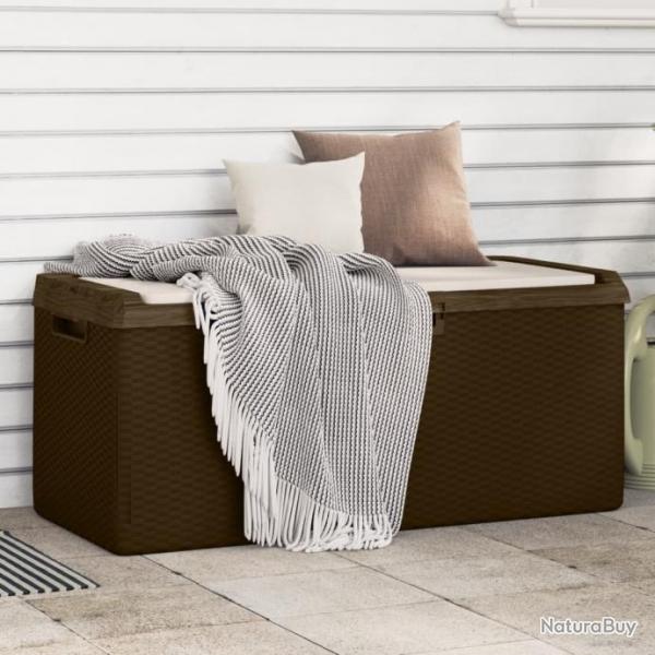 Bote de rangement jardin coussin de sige marron 350 L PP