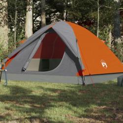 Tente de camping 6 personnes gris et orange imperméable