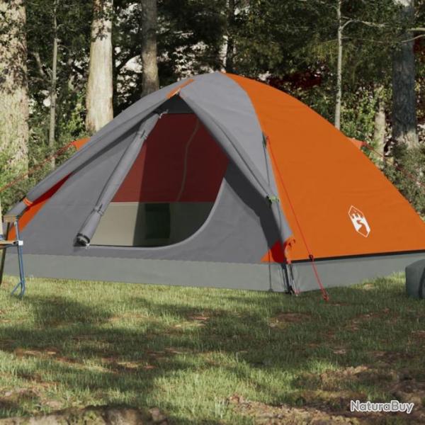 Tente de camping 6 personnes gris et orange impermable