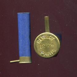 12 mm à broche - douille non chargée - tube carton bleu - marquage : GEVELOT 12 M/M PARIS