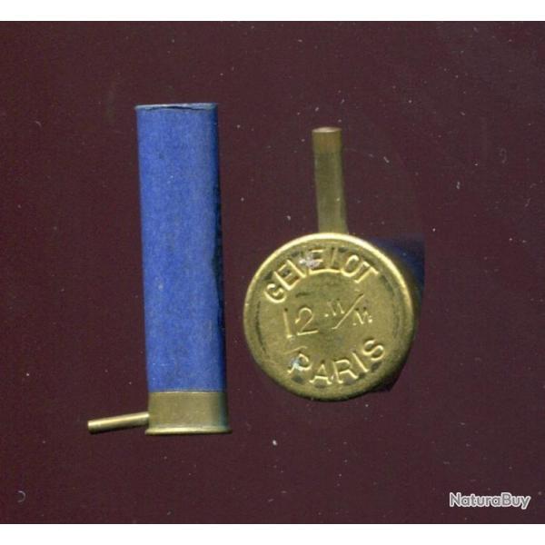 12 mm  broche - douille non charge - tube carton bleu - marquage : GEVELOT 12 M/M PARIS