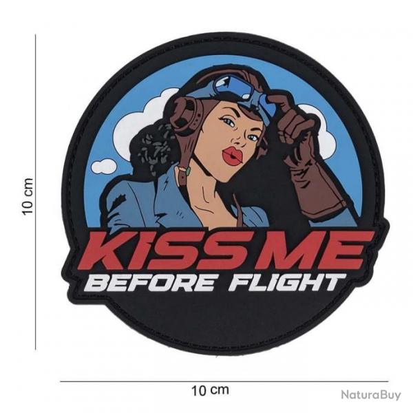 Patch 3D PVC Kiss me before flight rond