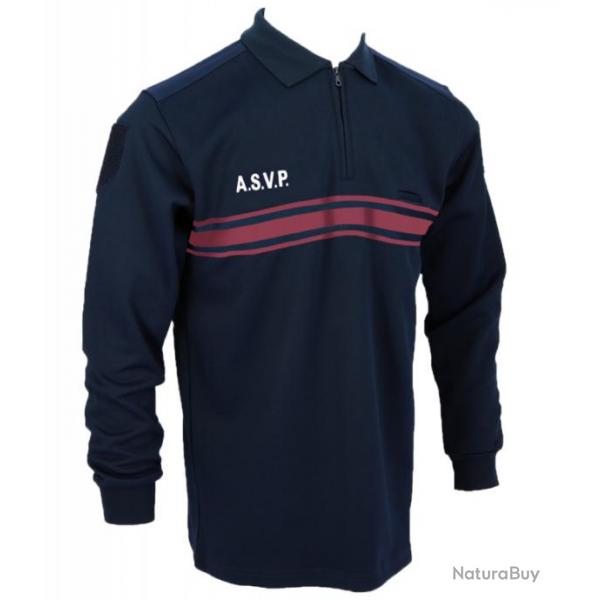 Polo sport ASVP Manches longues bandes bordeaux ASVP