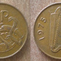 Irlande 2 Pence 1975 Eire Piece Harpe Instrument Musique Oiseau Pences