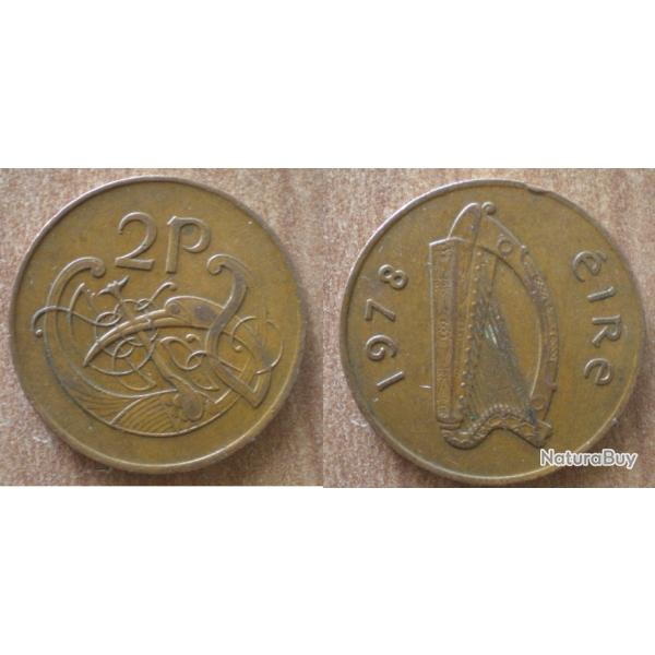 Irlande 2 Pence 1978 Eire Piece Harpe Instrument Musique Oiseau Pences