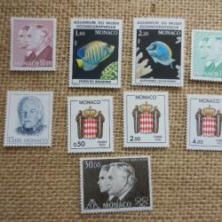 lot de 9 timbres neufs - non oblitérés de Monaco