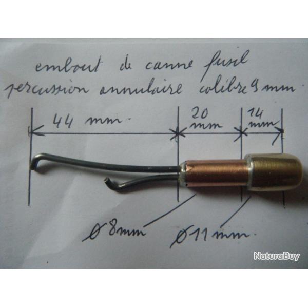 embout de canne fusil percussion annulaire calibre 9 mm