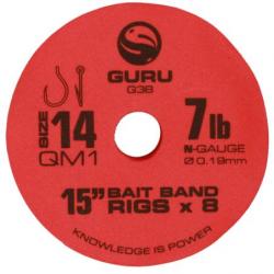 GURU BAS DE LIGNE BAIT BANDS QM1 READY RIG GURU 0,22mm 12 15''/38cm
