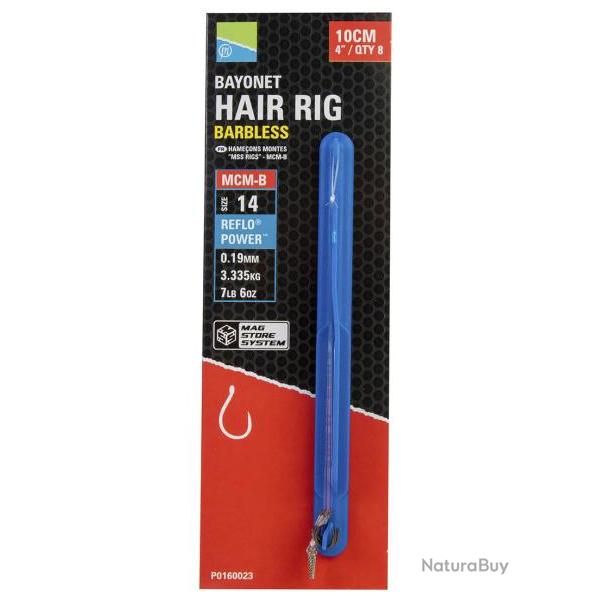 PRESTON BAS DE LIGNE MAG STORE MCM-B BAYONET HAIR RIGS 0,19mm 12 4''/10cm