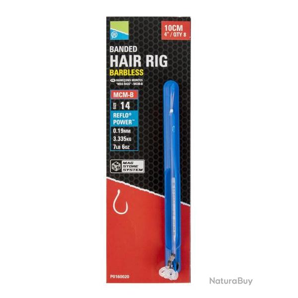 PRESTON BAS DE LIGNE MAG STORE MCM-B BANDED HAIR RIGS 0,19mm 14 4''/10cm