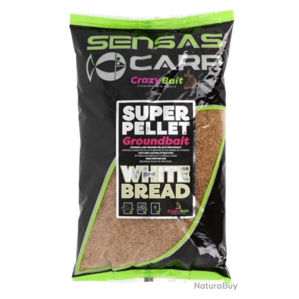 SENSAS AMORCE SUPER PELLET GROUNDBAIT WHITE BREAD 1KG SENSAS