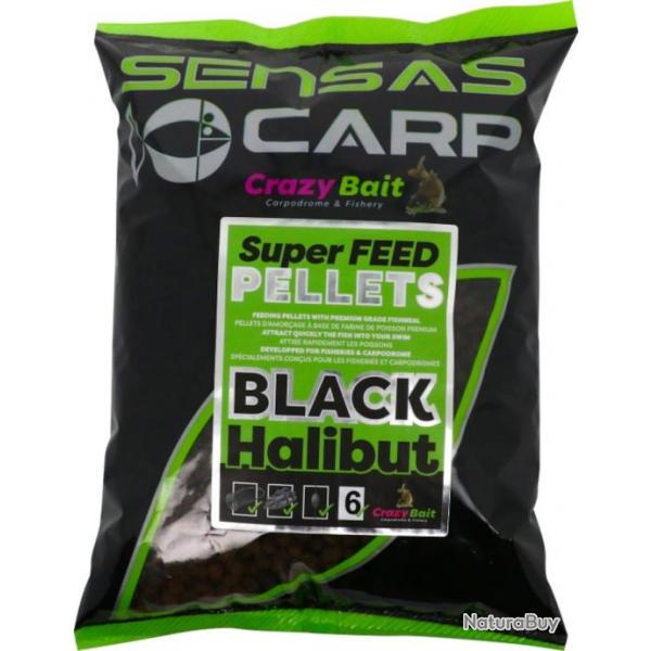 SENSAS SUPER FEED PELLETS BLACK HALIBUT 8mm