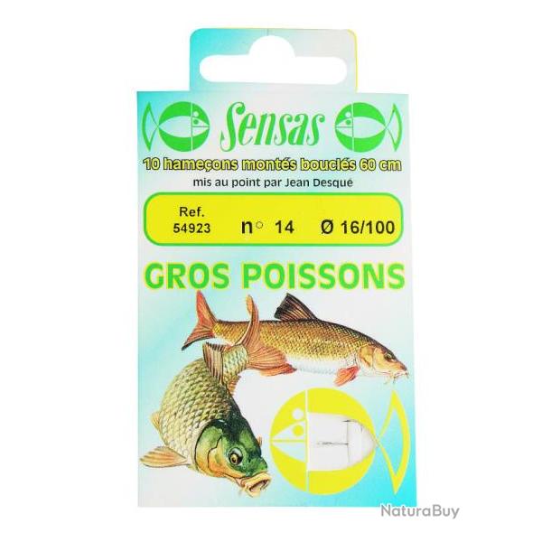 SENSAS BAS DE LIGNE HAMEONS MONTS GROS POISSONS SENSAS 0,14mm 16