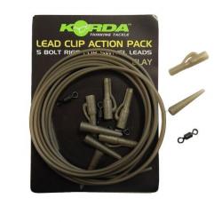 KORDA LEADER LEAD CLIP ACTION PACK 5PC Clay