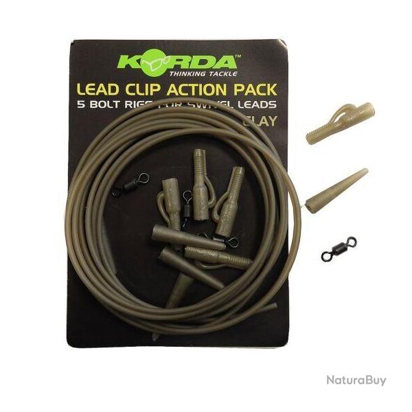 KORDA LEADER LEAD CLIP ACTION PACK 5PC Clay