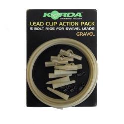 KORDA LEADER LEAD CLIP ACTION PACK 5PC Gravel