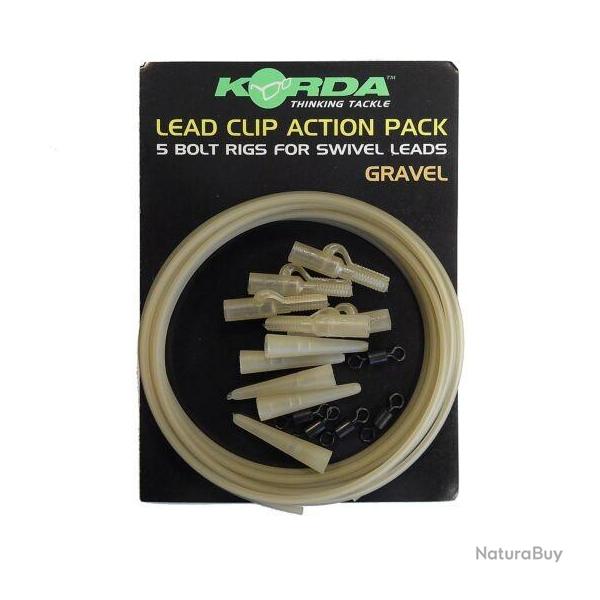 KORDA LEADER LEAD CLIP ACTION PACK 5PC Gravel