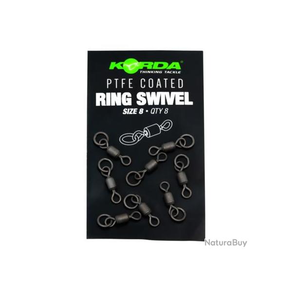 KORDA PTFE COATED RING SWIVEL SIZE 8