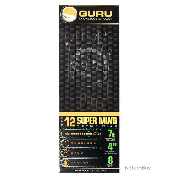 GURU BAS DE LIGNE SMWG STANDARD HAIR READY RIGS GURU 0,19mm 12 4''/10cm